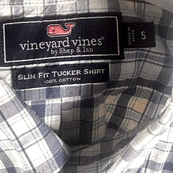 Vineyard Vines Button Front Blue Slim Fit Tucker Shirt Size Small - Picture 6 of 8